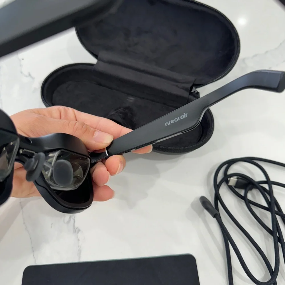 Sleek Black VR Glasses with Protective Case
